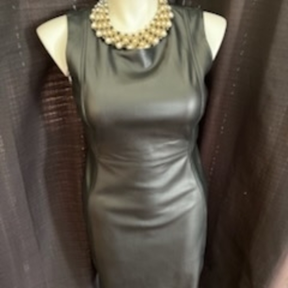 Calvin Klein Black Leather Mini Dress